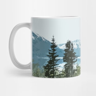 Snow Mountains Lake Trees Art Mug